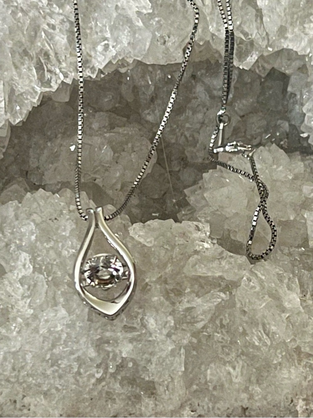 OTC Floating Diamond Simulated Solitaire Sterling Silver Pendant Necklace 18” - Picture 13 of 15